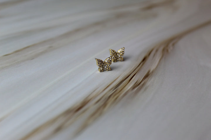 Halo 18k Gold Dipped Butterfly Stud Earrings